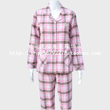 美标睡衣正品 女秋冬纯棉格子家居服S-XXL码