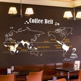 咖啡地图2 图书馆咖啡奶茶店装饰 创意墙贴