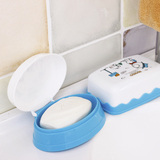 创意家居皂盒 沥水肥皂盒 带盖塑料皂盒浴室