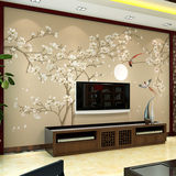 现代简约3d电视背景墙纸壁纸客厅卧室花鸟图