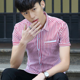 夏季短袖衬衫男士衬衣韩版修身半袖时尚青年