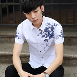 男士短袖衬衫青年夏季休闲潮流衬衣韩版男装