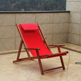 户外休闲沙滩椅躺椅实木布艺折叠椅午睡椅