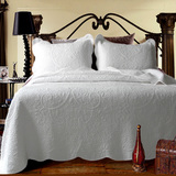 高端纯棉水洗绗缝床盖多功能素色精品床单