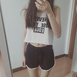夏季女装韩版印花字母无袖背心休闲套装女