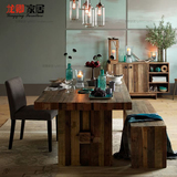 美式实木长方形餐桌餐台饭桌长桌复古餐桌椅