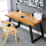 美式铁艺实木书桌简约电脑桌椅组合双人书桌