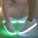 荧光夜光鬼步舞鞋LED灯光USB充电情侣休闲鞋