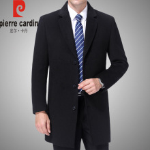 Woolen coat for men with five years of experience, woolen coat for men with Pierre Cardin middle-aged cashmere suit collar, men's windbreaker