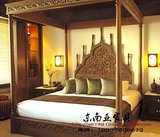 雕花实木大床传统带支架式古典家东南亚家具