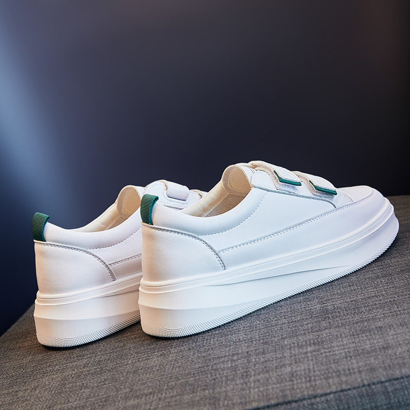 2023春季奥伦女鞋真皮小白鞋厚底休闲运动女板鞋浅口磨术贴