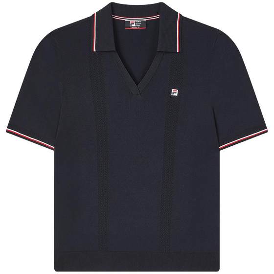 FILA Feile Official Women's Knitted Shirt 2024 Summer New Fashion and Casual V-neck Small Flip Collar Short sleeved Top FILA Feile Official Women's Knitted Shirt 2024 Summer New Fashion and Casual V-neck Small Flip Collar Short sleeved Top