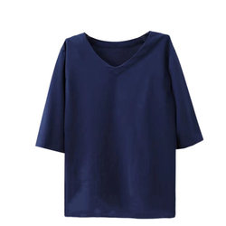 Taobao hot cotton T -shirt female seven -point sleeve summer new V -neck sleeve loose large size medium sleeve solid color inner tide