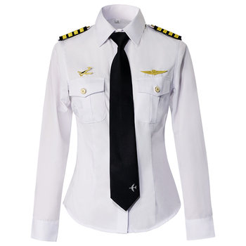 ນັກບິນການບິນ captain stewardess ເອກະພາບຍິງຄວາມປອດໄພໂດຍລວມ summer ເປັນທາງການ ເສື້ອແຂນສັ້ນ ເສື້ອຢືດແຂນຍາວ ເຊັກຄວາມປອດໄພ