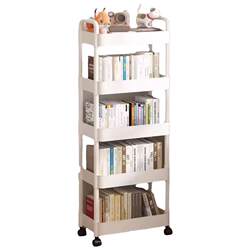 Bookshelf Small carts of strokes Reading a bookcase with wheels can be moved to the floor, which can be moved by the home, a simple multi -layer snack storage rack