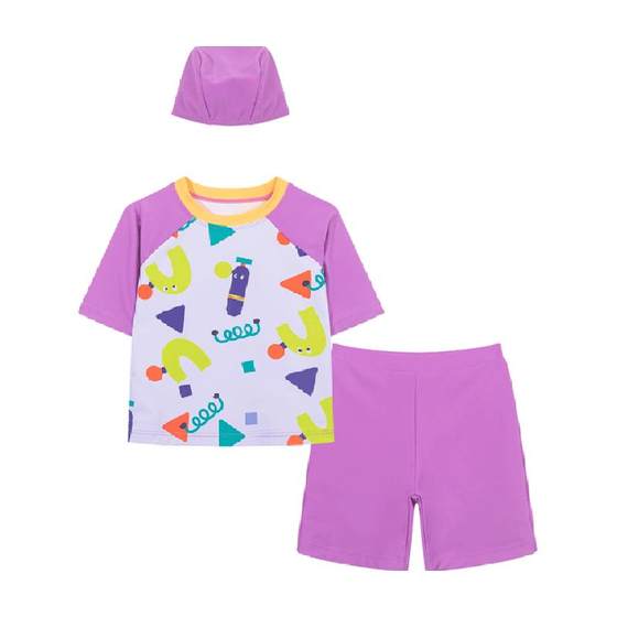Maladin children's clothing, children's 2024 summer new item, split short sleeved shorts, color blocked girls' and children's swimsuits Maladin children's clothing, children's 2024 summer new item, split short sleeved shorts, color blocked girls' and children's swimsuits