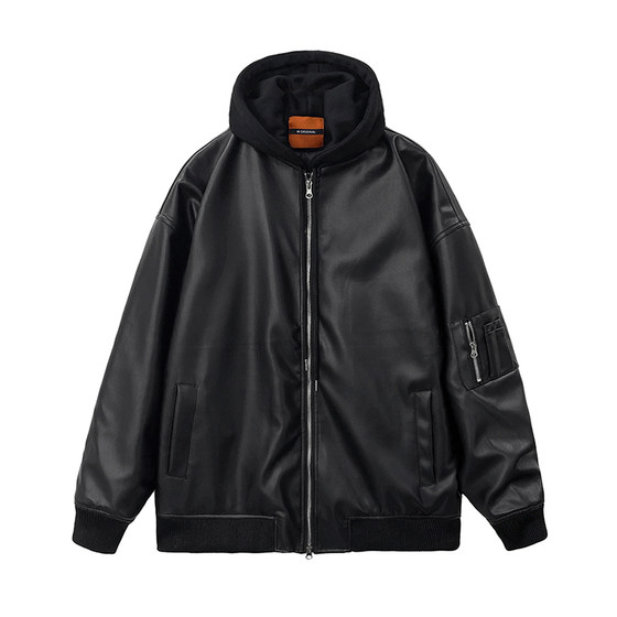 MRCYC leather jacket for men with high-end fake two-piece spliced hooded jacket Korean loose trendy brand work leather jacket
MRCYC leather jacket for men with high-end fake two-piece spliced hooded jacket Korean loose trendy brand work leather jacket