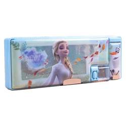 Disney Frozen 2 Princess Elsa Quicksand Shake Water into Pen Box Primary School Cute Female Ins Large Capacity Children Creative Internet Celebrity Cartoon Double Layer Pencil Box with Pencil Sharpener