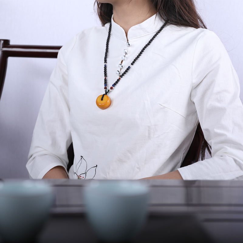 燕子臻品 [古董老蜡] 正品老蜜蜡吊坠项链 天然蜜蜡配珠项链挂件