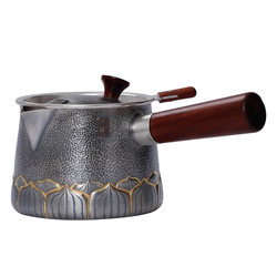 Fire-cooking teapot sterling silver 999 silver teapot teapot fair cup gathering tea set handle anti-scalding side handle silver pot