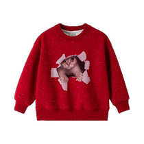 Childrens fleece sweatshirt 2024 Year of the Dragon Autumn and Winter Childrens Clothing Girls Red New Year Clothes Winter Clothes Boys Big Children Warm Tops
