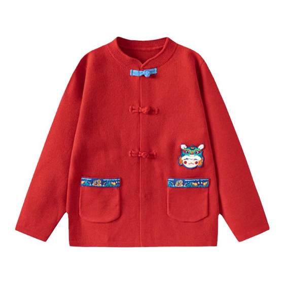 Mini Balabala boys and girls sweater red fashionable New Year greetings children's new year national style warm knitted sweater
Mini Balabala boys and girls sweater red fashionable New Year greetings children's new year national style warm knitted sweater