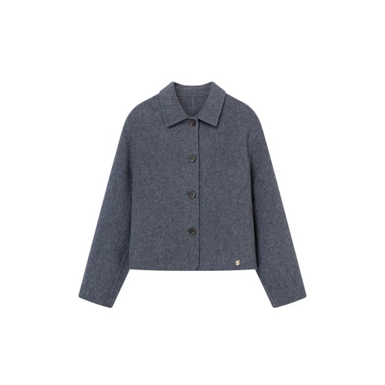 Eland Clothes Short Woolen Jacket Women's Wool Warm Grey Double-Side Woolen Jacket Eland Clothes Short Woolen Jacket Women's Wool Warm Grey Double-Side Woolen Jacket