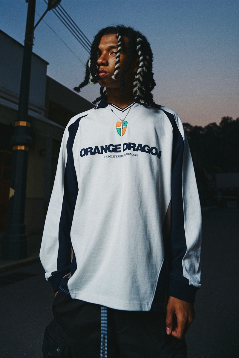 OD/ORANGEDRAGON 2023秋 盾标刺绣印花撞色POLO裁判纯棉 长袖球衣