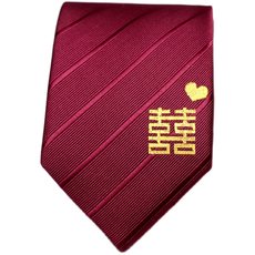 红色喜字领带男结婚新郎正装口袋巾拉链式懒人一拉得男士西装套装 红色喜字领带男结婚新郎正装口袋巾拉链式懒人一拉得男士西装套装