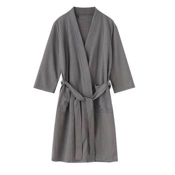Pyjamas ຜູ້ຊາຍບາງໆ 2024 ໃຫມ່ທີ່ດູດຊຶມຫ້ອງໂຖງສຸຂະພາບຊຸດນອນໄວແຫ້ງໄວຜ້າເຊັດຕົວ waffle bathrobe ເສື້ອຜ້າອາບນ້ໍາຮ້ອນຂອງແມ່ຍິງ