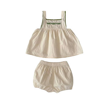 ins Korean style summer baby clothes infant suspender top + shorts two-pieces set girls summer baby suit