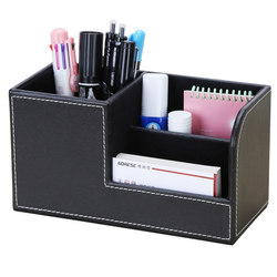 Business multifunctional pen holder, leather storage box, office desktop storage box, pen holder, custom printed logo