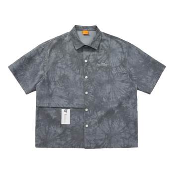 GAHA American street tie-dye printed short-sleeved shirt for boys summer ເສື້ອ jacket ຕ້ານ wrinkle ວ່າງບາງໆ