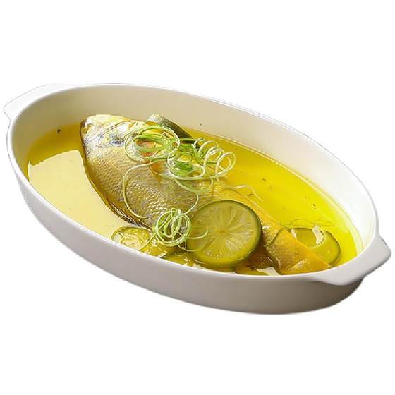 Bone porcelain Japanese double-eared steamed fish special plate for household use 2025 new high-end ceramic oval plate small Bone porcelain Japanese double-eared steamed fish special plate for household use 2025 new high-end ceramic oval plate small