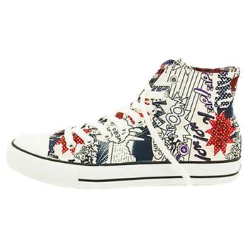 iSTEP Spring couple style shoes high-top canvas shoes, trendy graffiti niche men's shoes, casual sport shoes women's sneakers