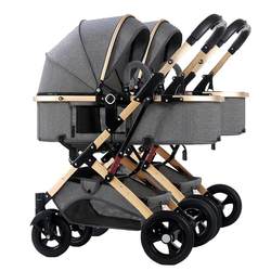 Twin stroller can sit, lie down, detachable, lightweight, foldable, second-size baby double stroller