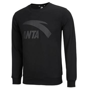 ANTA sweatshirt men's velvet warm website flagship 2023 new round neck sports long-sleeved winter thickened pullover