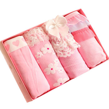 Gift box underwear 4 pairs of fat ladies' lace cute cotton pure daily cute cartoon soft girl briefs