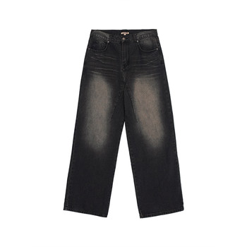 Holocene ຍີ່ຫໍ້ trendy American retro ລ້າງ jeans ສີຂາວບາດເຈັບແລະຖະຫນົນສູງໃນກາງເກງຂາກ້ວາງຊື່
