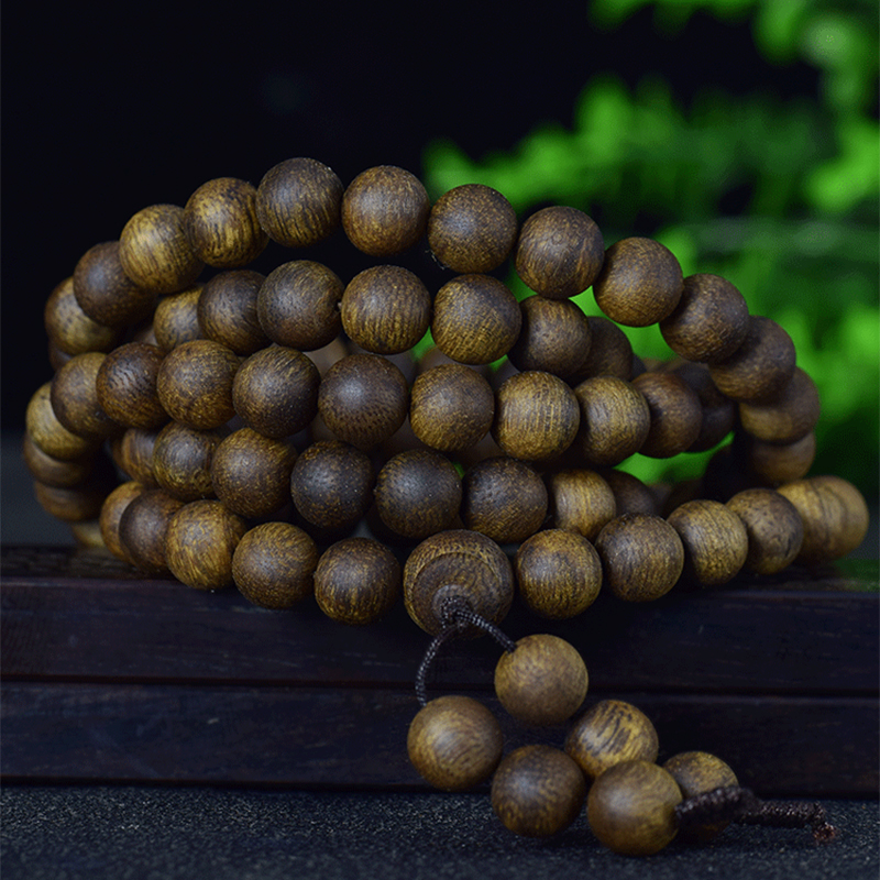 海南树心油8分沉水天然黑油老料沉香手串佛珠手链8mm108颗保真