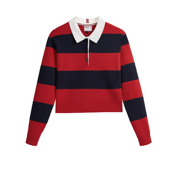 Wilson Official Spring Women's Rugby Lapel Pullover Knitted Sweater All-Matched Short Sports Sweater