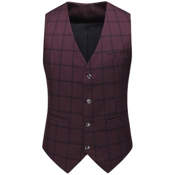 Vest suit ຜູ້ຊາຍທ່າອ່ຽງກະທັດຮັດ plaid ຊຸດແຕ່ງງານ vest ສອງສິ້ນໃຫມ່ groomsmen ກຸ່ມ dress vest ຄົນອັບເດດ: