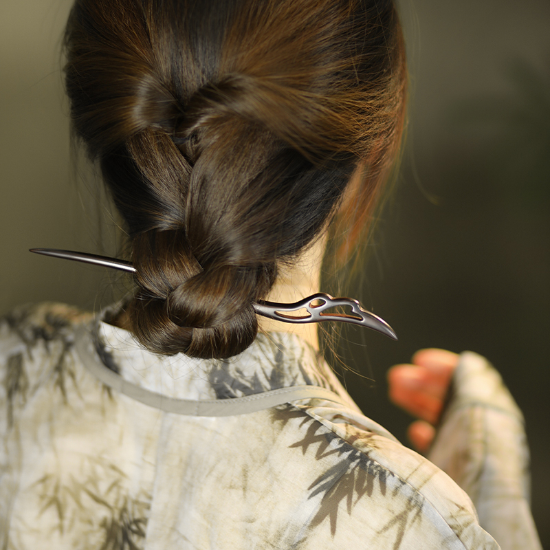 追师黑檀木发簪女高级感古风盘发簪子现代简约汉服旗袍新中式发钗