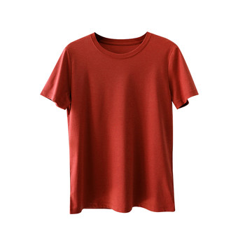 Anna Kenken Wang Zha ຊຸດ mulberry silk cotton modal round neck V-neck short-sleeved solid color short-sleeved T-shirt for men and women