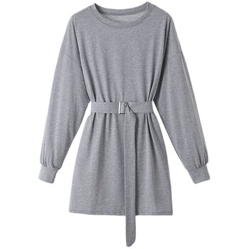 Retro chic ດູໃບໄມ້ລົ່ນອອກແບບອາຍຸການຫຼຸດຜ່ອນອາຍຸ sweatshirt ແຂນຍາວ skirt ກາງອາຍຸການຫຼຸດຜ່ອນການວ່າງ slimming waist dress ສໍາລັບແມ່ຍິງ