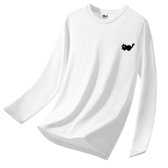 Benny Road S/K series pure cotton cat long-sleeved T-shirt men's white base shirt spring and autumn loose men's top A
Benny Road S/K series pure cotton cat long-sleeved T-shirt men's white base shirt spring and autumn loose men's top A