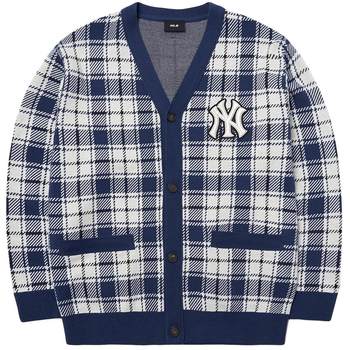 MLB ຢ່າງເປັນທາງການຂອງຜູ້ຊາຍແລະແມ່ຍິງ knitted cardigan plaid ບາດເຈັບແລະວ່າງຄົນອັບເດດ: jacket KC001