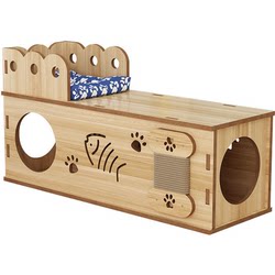 Cat nest for all seasons, cat tunnel, solid wood cat drill hole, cat scratching board, cat villa cat house, small dog pet nest