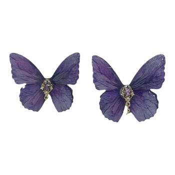 ຄວາມປາຖະໜາອັນບໍລິສຸດ retro blue smart butterfly side clip super fairy sweet exquisite hair clip niche high-end side clip hair clip