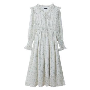 Mu Yiyi chiffon dress floral 2024 ໃຫມ່ຂອງແມ່ຍິງພາກຮຽນ spring ແບບອ່ອນໂຍນ niche ການອອກແບບ skirt ຍາວຝຣັ່ງ